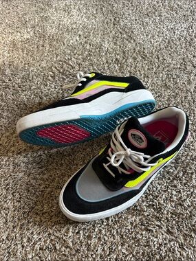 Vans Neon Accent Skate Shoes - Black/Yellow/Pink 11.5